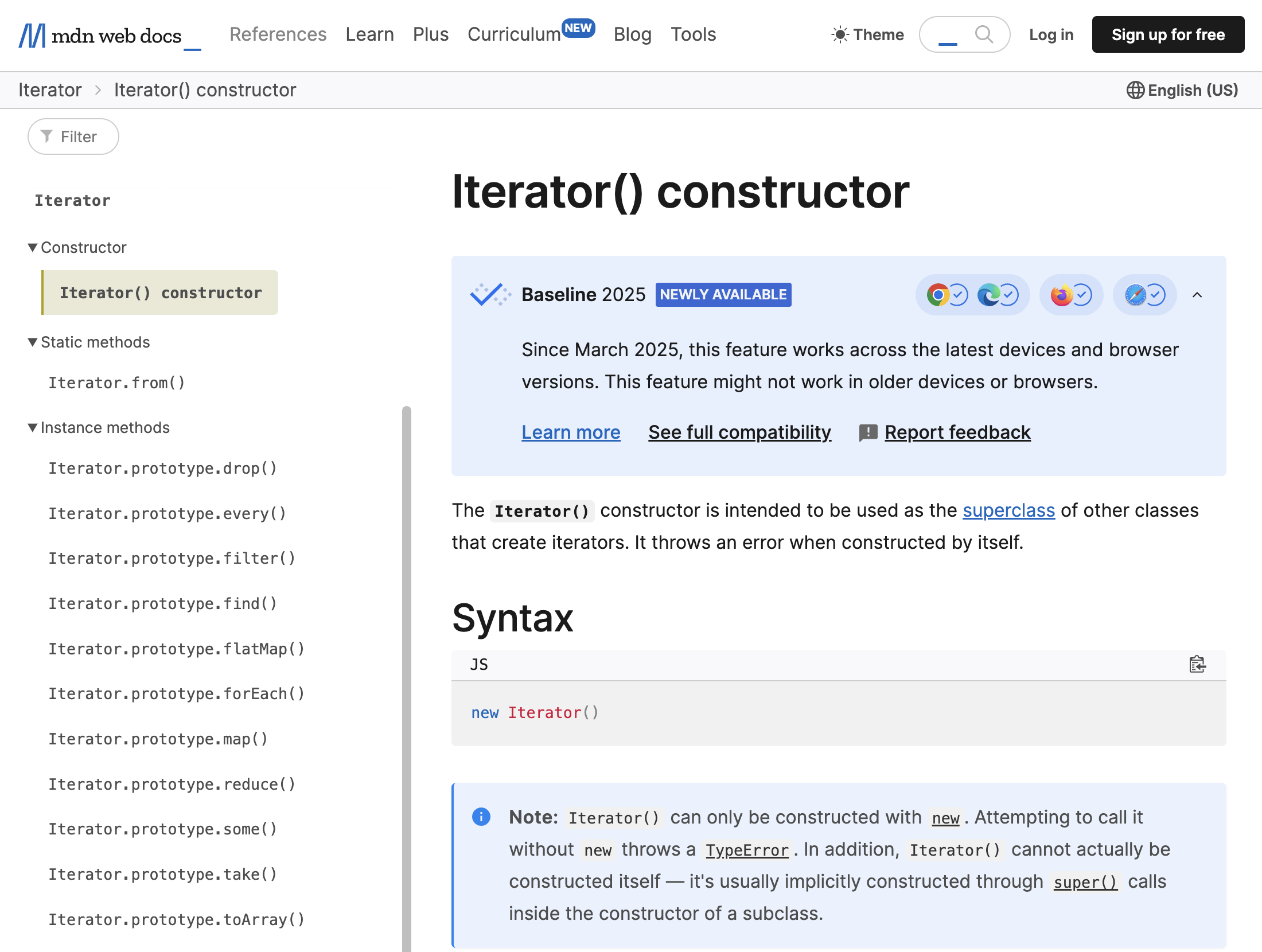 MDN - Iterator() contrutor